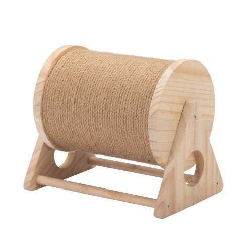 Wooden Cat Scratch Post, 360 Degree Rotating Cat Scratch Toy With Bell, Suitable For Indoor Cats And Kittens, Natural Color - Mijn winkel