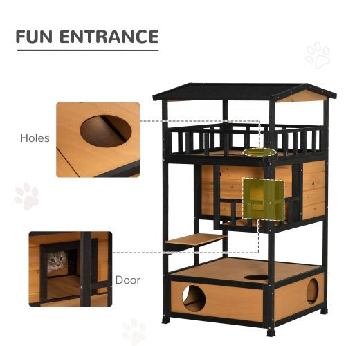 Wooden Outdoor Cat House, Wild Cat Shelter Kitten Tree - Mijn winkel