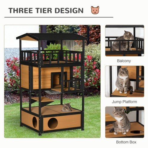 Wooden Outdoor Cat House, Wild Cat Shelter Kitten Tree - Mijn winkel