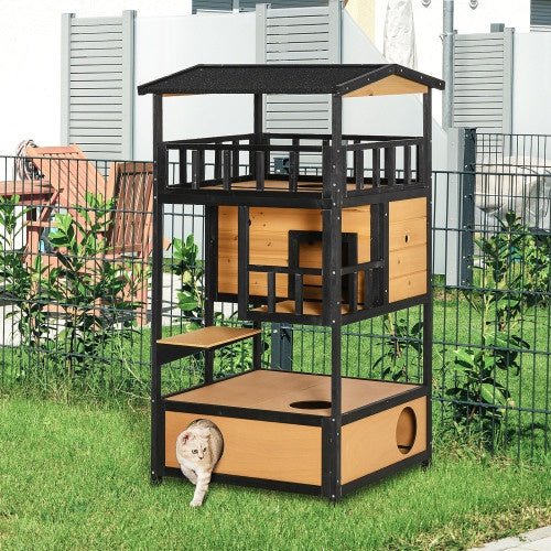 Wooden Outdoor Cat House, Wild Cat Shelter Kitten Tree - Mijn winkel