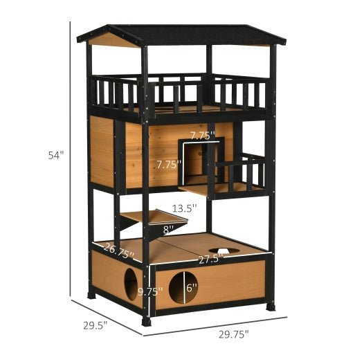 Wooden Outdoor Cat House, Wild Cat Shelter Kitten Tree - Mijn winkel