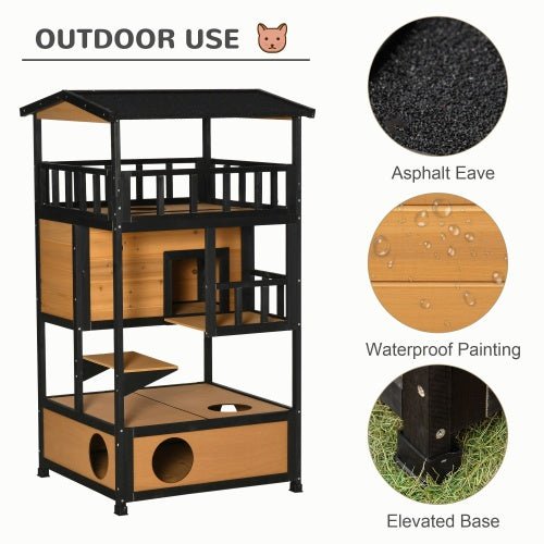 Wooden Outdoor Cat House, Wild Cat Shelter Kitten Tree - Mijn winkel